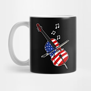 4th July Cello Cellist American Flag Mug